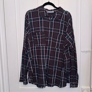 ✨maurices multicolor plaid button down flannel shirt✨